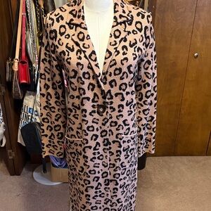 Leopard Print Long Sweater Coat